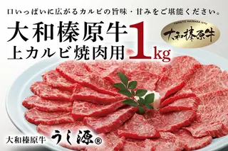 (冷凍)大和榛原牛 焼肉用 上カルビ 1kg入／うし源本店 キャンプ BBQ 黒毛和牛 A5 父の日 奈良県 宇陀市 お中元 贈答用 贈り物 暑中見舞い お土産 お歳暮 内祝いまとめ買い 美味しい部位 キャンプ 送料無料 正月