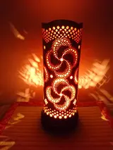 竹あかり カザグルマC-1(表皮焦がしタイプ)／行灯 照明 間接照明 天然素材 竹細工 フロアランプ 竹灯籠 癒し 環境保全 おうち時間