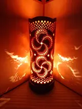 竹あかり カザグルマC-2(表皮剥ぎタイプ)／行灯 照明 間接照明 天然素材 竹細工 フロアランプ 竹灯籠 癒し 環境保全 おうち時間