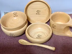 ベビー食器 お食い初め食器 プレート ボウル セット 津田瑞苑／出産祝い 離乳食食器 ベビー用品 木製ベビー食器 奈良県 宇陀市