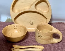 ベビー食器 お食い初め食器 仕切りプレート 大 セット 津田瑞苑／出産祝い 離乳食食器 ベビー用品 木製ベビー食器 奈良県 宇陀市