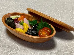 吉野杉 楕円型 ダイエット スリム 弁当箱／津田瑞苑 ボウル 木製 スギ ガラス ウッド コート コーティング 奈良県 宇陀市