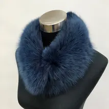 イタリア染め シャドー フォックス ファー マフラー （オリオンブルー）／豪華 毛皮 リアルファー 綺麗目 上品 お洒落 ファッション