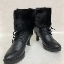 ブラック ミンク ファー レッグウォーマー／豪華 毛皮 リアルファー 綺麗目 上品 お洒落 ファッション