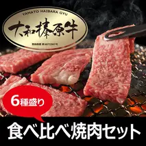 (冷凍) 大和榛原牛 焼肉 6種盛り／うし源本店 黒毛和牛 A5 キャンプ ロース カルビ モモ ミスジ ウデ イチボ 父の日 奈良県 宇陀市 お中元 贈答用 贈り物 暑中見舞い お土産 お土産 歳暮 内祝いまとめ買い 美味しい部位 キャンプ 送料無料 食べ比べ セット 盛り合わせ 正月