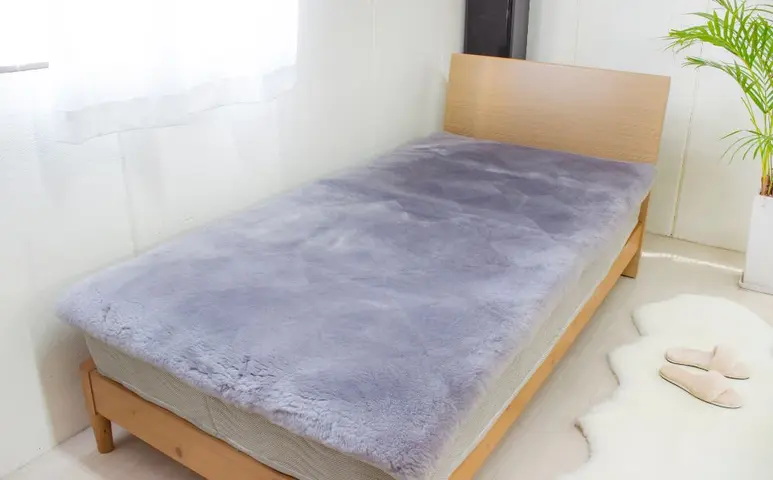 奈良 (株)マスダ製 ムートン シーツ ダブル グレー／ 寝具 ムートン