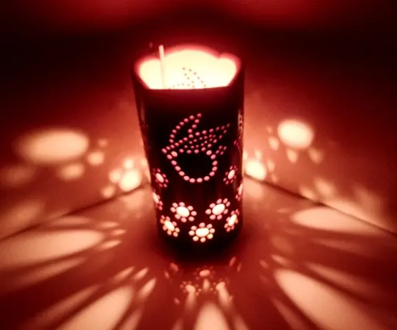 竹製 キャンドル ホルダー ウサギ U-2 (表皮剥ぎタイプ)／竹あかり