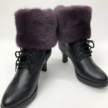 ファー レッグウォーマー ミンク パープル／西本毛皮商店 豪華 毛皮 リアルファー 綺麗目 上品 お洒落 ファッション