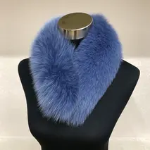 イタリア染め ファー マフラー シャドーフォックス ターコイズブルー／西本毛皮商店 豪華 毛皮 リアルファー 綺麗目 上品 お洒落 ファッション