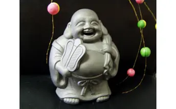 瓦細工師手作り　【布袋置物】 置き物 インテリア 僧侶 七福神 布袋さま 円満 神様 富貴繁栄 焼き物 縁起物 いぶし粘土瓦 