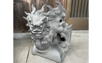 瓦細工師手作り　【玉乗り唐獅子】 置き物 迫力 インテリア 中国伝来 幻想動物 仏陀 守護 神獣 