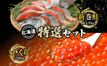 北海道 特選2種セット 低温熟成新巻鮭切り身 約1.9kg いくら醤油漬け 計500g 2025年2月順次出荷 鮭 サケ シャケ しゃけ サーモン 切り身 いくら イクラ 醤油漬け 海鮮 海産物 魚介