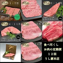 食べ尽くし 定期便 12ヶ月 大和 榛原牛 冷凍 月1 計 12回 ／ うし源 本店 シャトーブリアン ヒレ フィレ ヘレ イチボ ヒウチ モモ ロース ランプ カルビ 牛肉 お肉 ステーキ 父の日 母の日 手土産 奈良県 宇陀市 お中元 贈答用 贈り物 暑中見舞い お土産 お歳暮 内祝いまとめ買い 美味しい部位 キャンプ 送料無料