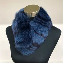 ファー マフラー シャドーフォックス ブルーストライプ／西本毛皮商店 豪華 毛皮 リアルファー 綺麗目 上品 お洒落 ファッション