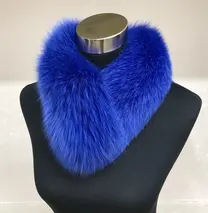 イタリア染め ファー マフラー シャドーフォックス ブルー／西本毛皮商店 豪華 毛皮 リアルファー 綺麗目 上品 お洒落 ファッション