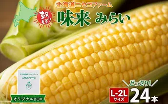 【 2026年 発送 】 北海道産 とうもろこし 味来 計24本 L-2L サイズ混合 大きめ みらい 旬 朝採り 新鮮 トウモロコシ 甘い 夏野菜 とうきび お取り寄せ 産地直送 野菜 しりべしや 送料無料 