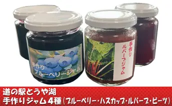 道の駅とうや湖 手づくり ジャム4種セット(ブルーベリー・ハスカップ・赤ルバーブ・ビーツ) 香料不使用 着色料不使用 砂糖の代わり パン ヨーグルト