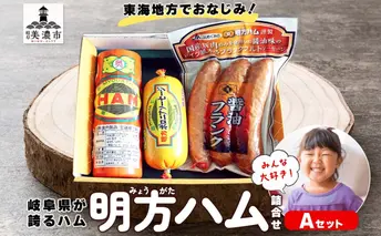 【9月中旬ごろより順次発送】明方 ハム Aセット ボロニア ソーセージ フランクフルト JA ブランド 高級 豚肉 お肉 国産 熟成 塩分 控えめ 天然 豚腸 バーベキュー BBQ 加工品 お取り寄せ 贈答 ギフト 送料無料 めぐみの農業協同組合 岐阜県 美濃市