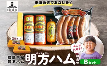 【9月中旬ごろより順次発送】明方 ハム Bセット ボロニア ソーセージ フランクフルト JA ブランド 高級 豚肉 お肉 国産 熟成 塩分 控えめ 天然 豚腸 バーベキュー BBQ 加工品 お取り寄せ 贈答 ギフト 送料無料 めぐみの農業協同組合 岐阜県 美濃市