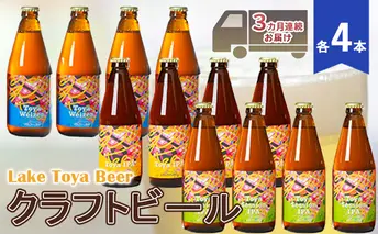 Lake Toya Beer クラフトビール 3カ月連続お届け お酒 晩酌 家飲み 宅飲み バーベキュー 柑橘系ホップの香りドイツスタイル 苦みが少ない ほのかな酸味 甘み