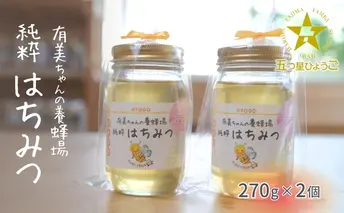 はちみつ 五つ星ひょうご認定商品 有美ちゃんの養蜂場の純粋はちみつ 270g 2個 セット ハチミツ 蜂蜜 非加熱 生はちみつ 国産 セット ハニー 加工品 