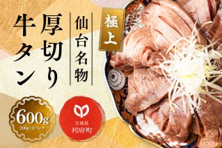 仙台名物 厚切り 牛タン 塩仕込み 600g(200g×3P) 牛たん スライス 塩味