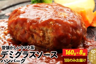 160g×8個 計1,280g 昔懐かしいトマト系デミグラスソースハンバーグ 肉 洋食 お試し 簡単 湯煎 湯せん 個包装|10471