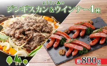 ようてい森のバーベキューセット ジンギスカン 300g ウィンナー 4種各1パック 粗挽き 行者ニンニク じゃがいも 玉ねぎ グルメ BBQ パーティー ラム 小分け エムアンドエフサービス 送料無料 北海道 倶知安町羊肉 ラム肉 