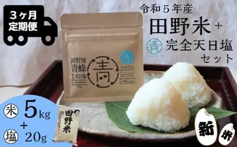 ≪先行受付中：定期便3ヵ月（12月～2月）≫  ★ 令和5年産 新米 ★【四国一小さなまち】 田野米 5kg ＋ 田野屋青蜂 完全天日塩 20g ～ 精米 ・ 白米 ～ 