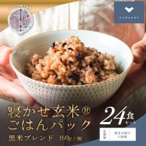 [定期便／毎月お届け3回便] 寝かせ玄米ごはんパック 黒米ブレンド (160g×24食)×3回｜玄米 常温保存 パックご飯 備蓄 一人暮らし レトルト 黒米 [1478]