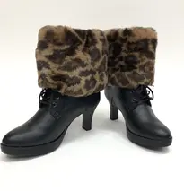 ファー レッグウォーマー レッキス ヒョウ柄 ／ 西本毛皮商店 SAGA 天然素材 リアルファー 上品 ファッション 奈良県 宇陀市