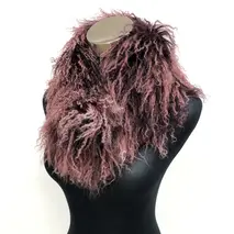 ファー マフラー チベットラム グラデーションボルドー ／ 西本毛皮商店 ファー 上質 高級感 天然素材 オシャレ ファッション 奈良県 宇陀市