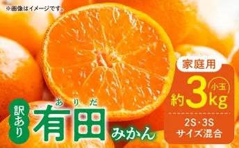 DZ6033_家庭用 ご有田みかん 和歌山 小玉(2S,3Sサイズ混合) 約3kg