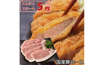国産豚 ロース とんかつ・ステーキ用 500g(100g5枚) 肉 豚肉 故郷納税 ぶた肉 トンカツ ステーキ とんてき トンテキ 送料無料 お中元 御中元 御歳暮 お歳暮 のし 熨斗