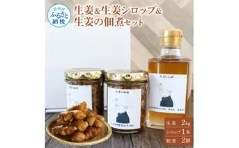 YTY004　生姜・生姜シロップ・生姜の佃煮 詰め合わせセット 生姜2ｋg 生姜シロップ×1本 生姜の佃煮×2個 ショウガ しょうが 佃煮 ジンジャー ジンジャーエール 生姜湯 料理 ごはんのお供 お取り寄せ