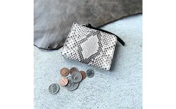 本革 L字ファスナーミニ財布 ダイヤモンドパイソンレザー ファッション小物 イタリアンレザー プレゼント ギフト 