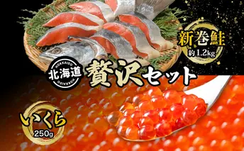 北海道 贅沢2種セット 低温熟成新巻鮭切り身 約1.2kg いくら醤油漬け250g 2025年2月順次出荷 鮭 サケ シャケ しゃけ サーモン 切り身 いくら イクラ 醤油漬け 海鮮 海産物 魚介