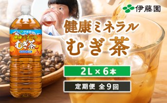 『定期便：全9回』健康ミネラルむぎ茶2L×6本【500003】