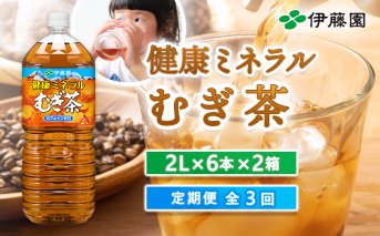 『定期便：全3回』健康ミネラル麦茶2L×6本×2箱【500005】