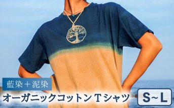 Tシャツ 藍染 泥染 S-Lサイズ オーガニックコットン 藍 藍染め 泥染め 宍喰祇園染 天然染料