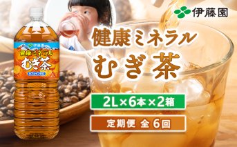 『定期便：全6回』健康ミネラル麦茶2L×6本×2箱【500006】