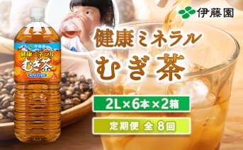 『定期便：全8回』健康ミネラルむぎ茶2L×6本×2箱【500020】