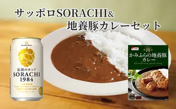 缶ビール(SORACHI1984)8缶&地養豚カレー4箱セット 北海道 上富良野町 ソラチ1984 地ビール ビール カレー 缶 サッポロビール サッポロ ギフト お酒 惣菜 レトルト インスタンスカレー ポークカレー