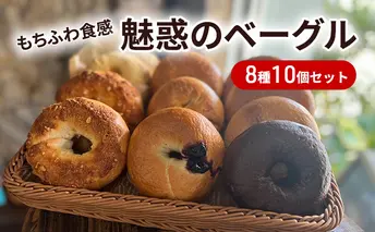 【もち麦使用】もちふわ食感 魅惑のベーグル 8種10個セット パン 専門店 詰め合わせ もちもち ふわふわ 手づくり もち麦粉 朝ごはん ブランチ 美味しい 