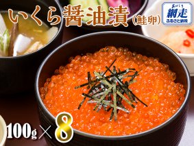 いくら醤油漬100g×8パック（鮭卵） ※離島への配送不可