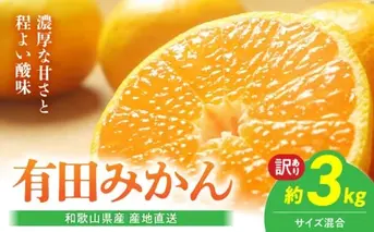 BL6171_【産地直送】和歌山県産 有田みかん 3kg サイズ混合 【訳あり】