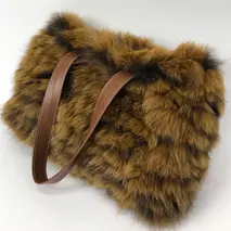 ブルー フォックス トート・バッグ／豪華 毛皮 リアルファー 綺麗目 上品 お洒落 ファッション かばん