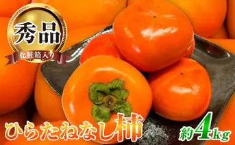 G7110_【2025年先行予約】和歌山秋の味覚 平核無柿（ひらたねなしがき）約4kg 化粧箱入