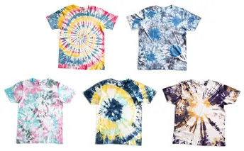 [No.5631-7221]0808タイダイ染めオリジナルTシャツ作成キット　Lサイズ Aセット【イエロー×チェリーピンク×ブリリアントブルー】【自分探求、おひとり様キット】