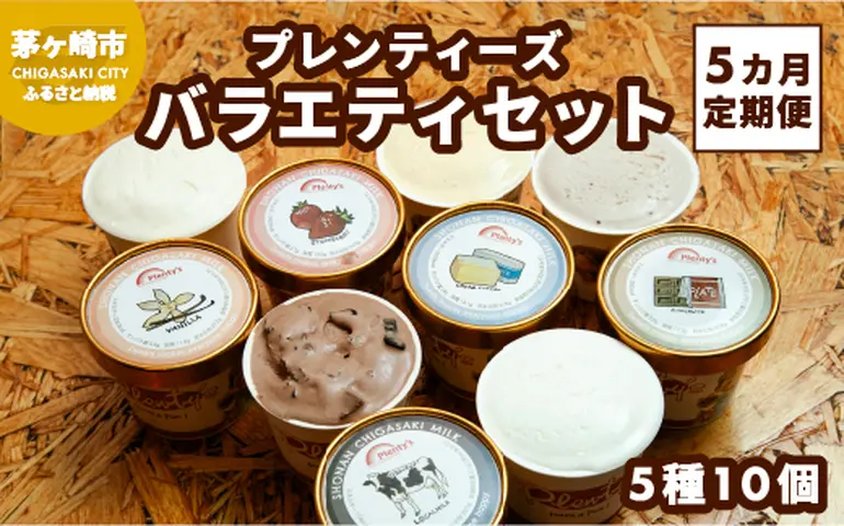 5ヵ月定期便 プレンティーズ バラエティアイスセット 5種10個 バニラ